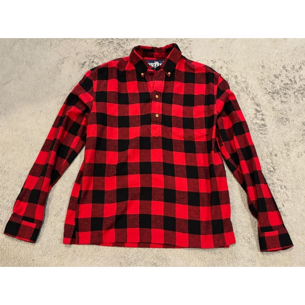 Chubbies The Nutter Flannel Shirt Mens M Pullover Red Black Plaid Long Sleeve